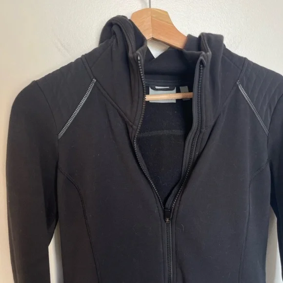 Athleta Stronger Hoodie Zip Up Sweatshirt Black - Picture 4 of 9